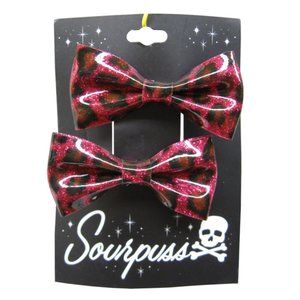 Pink Leopard Glitter Hair Bow Clip